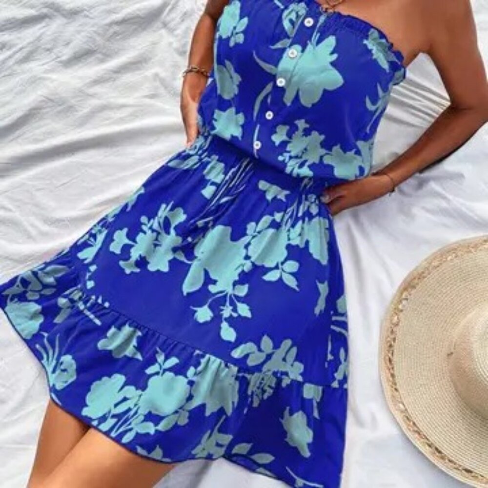 Strapless Floral Dress